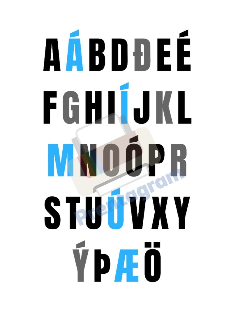 The Icelandic alphabet - Blue