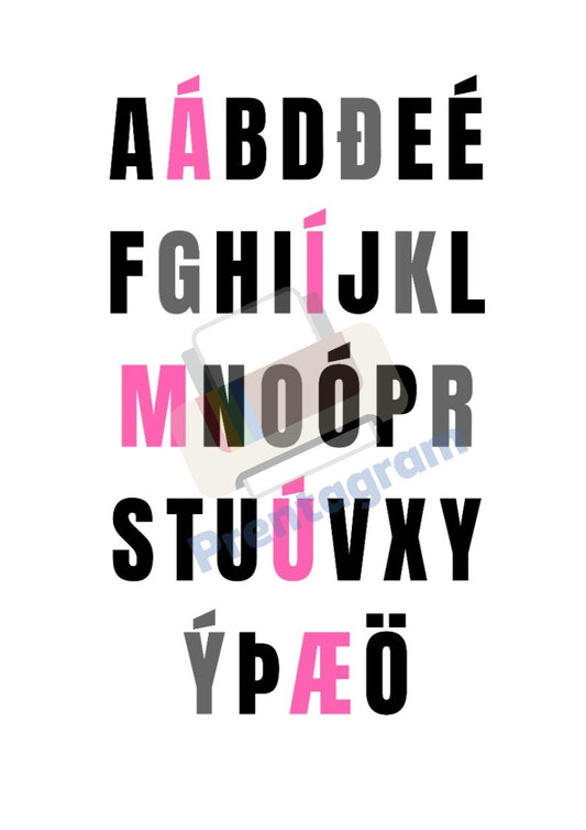 The Icelandic alphabet - Pink